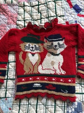 Vintage made in USA cat sweater 2T